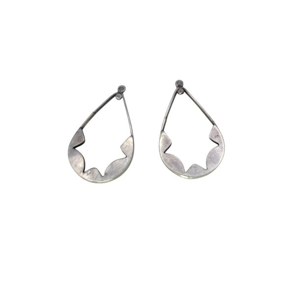 Zuni-Style Sterling Silver Multi-Stone Inlay Convertible Teardrop Earrings - Picture 15 of 16